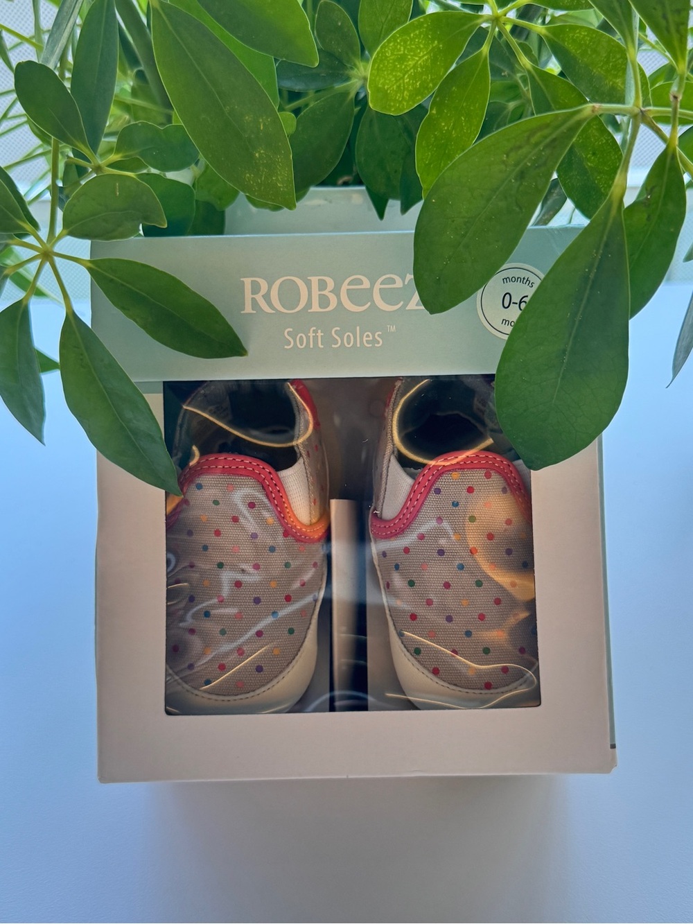 Robeez White Polka Dot Soft Soles with Pink Trim